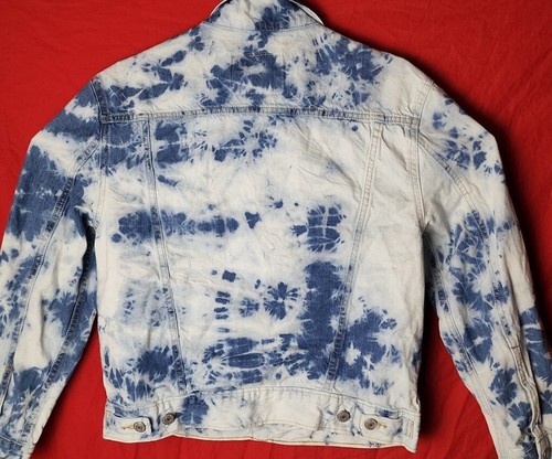 Giacca denim camionista Levis Strauss & Co donna media M blu lavaggio pietra acido - Foto 5 di 5