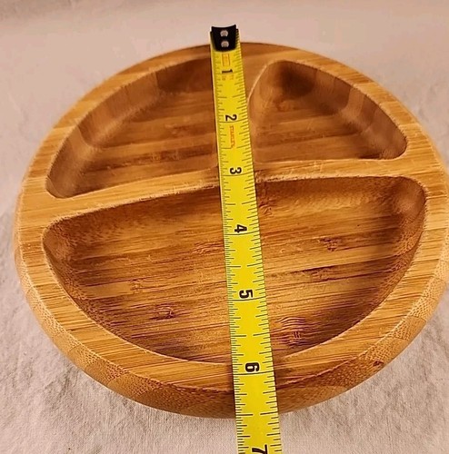 Avanchy Bamboo Wooden Oval Divided Plate 3 Section 6 Inch - Picture 4 of 4