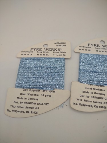 Rainbow Gallery Fyre Werks Metallic Ribbon F42 Germany vtg needlepoint cross - Picture 2 of 4