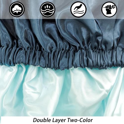 Satin Sleep Bonnet for Women - Blue Zircon Hair Protection for Curly Hair - Picture 6 of 12