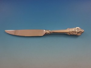 Grande-Baroque-by-Wallace-Sterling-Silver-Steak-Knife-HH-Custom-8-1-2-034-Serrated