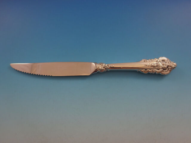 Grande Baroque by Wallace Sterling Silver Steak Knife HH Custom 8 1/2" Serrated Grande Baroque by Wallace Sterling Silver Steak Knife HH Custom 8 1/2" Serrated