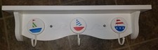 Rare Sailboat with Waves Coat Rack 3 Hooks with Shelf Very Cute 