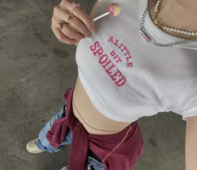  A Little Bit Spoiled Y2K Cropped Graphic Tee