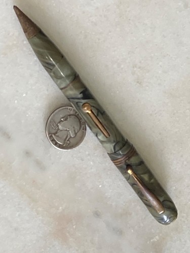 VINTAGE CELLULOID PACKARD COMBINATION FOUNTAIN PEN PENCIL 14K GOLD PLATED NIB - Picture 3 of 10