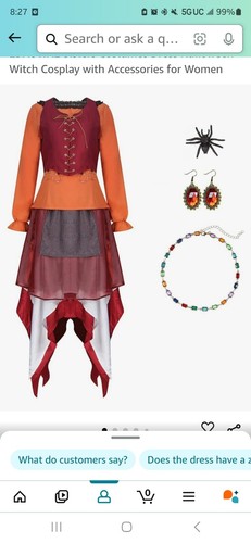 Hocus Pocus Mary Sanderson  Goofy Witch Adult Costume with Wig and Accessories.