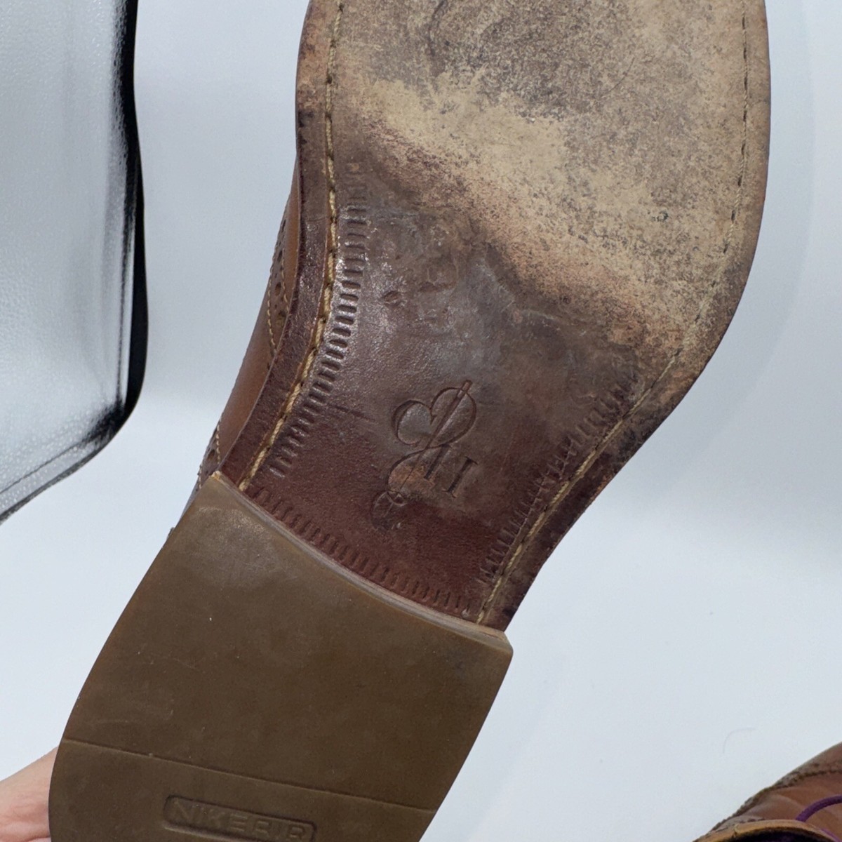 COLE HAAN MEN\'S TAN‎ LEATHER AIR WILLIAMS WING II WINGTIP SHOES SZ 8.5 M Cole Haan Men main image 4