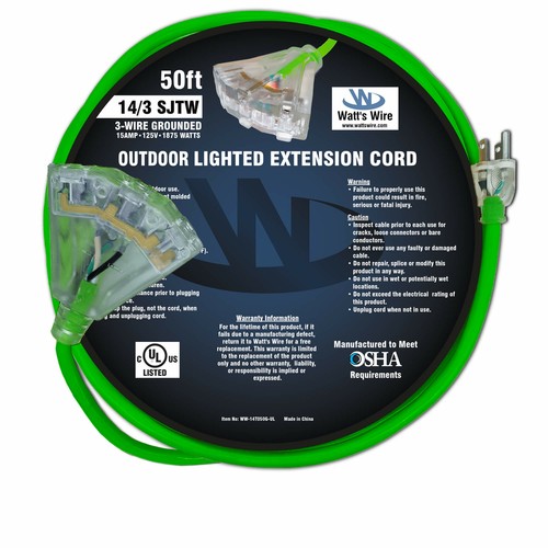 Cable de extensión de salida múltiple SJTW 14/3 14' 25' 50' 75' 100' de alta resistencia 15' 25' 50' 75' 100' - Imagen 16 de 17