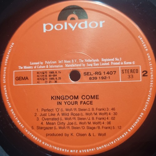 EX / KINGDOM COME - In Your Face [ 1989 Korea Orig 1st LP Vinyl ] w/Insert - Picture 5 of 5