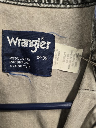 VINTAGE Wrangler Shirt 16 35 Brush popper Western Cowboy X Long Tail 90s Stripe - Picture 3 of 7