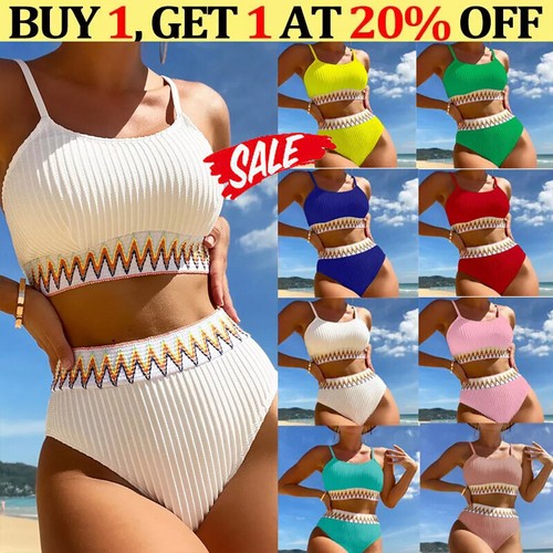 NEW Women Bikini Push Up Padded Set Swimwear High Waist Costume Swimm Swimsuit A - Picture 3 of 45