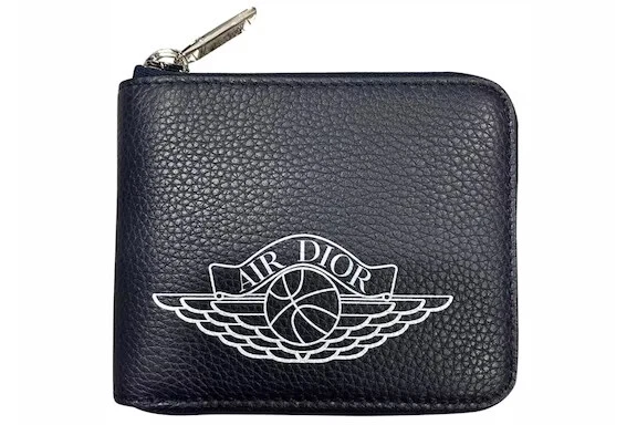 Véritable porte cartes porte monnaie Air Dior x Jordan bleu marine neuf Travis Scott
