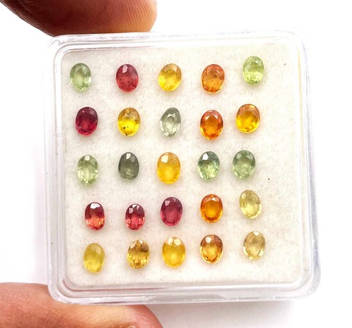 Natural Multi Sapphire Oval Cut Loose Gemstone Lot 24 Pcs 3*4 MM 5 CT - Picture 6 of 8