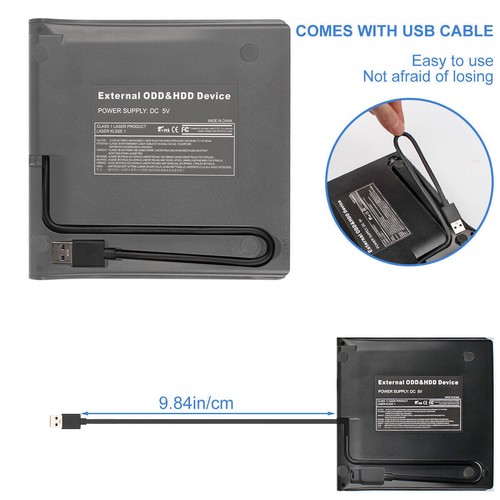 External CD DVD Drive USB 3.0 Writer Burner Player for PC Laptop Windows 11 10 - Picture 10 of 14