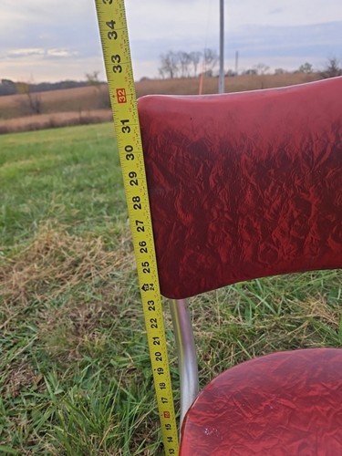Vintage Retro Red Mid Century Modern Chrome and Vinyl- Floating Chair - Picture 10 of 16