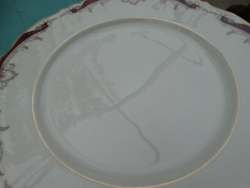 Syracuse China Radcliffe 10.5" Dinner Plate Maroon Tan Scroll Very Good Use Cond - Picture 8 of 11