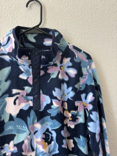 Vera Bradley XL Teddy Sporty Pullover Sweater In Navy Garden NWT $75 - Picture 3 of 6