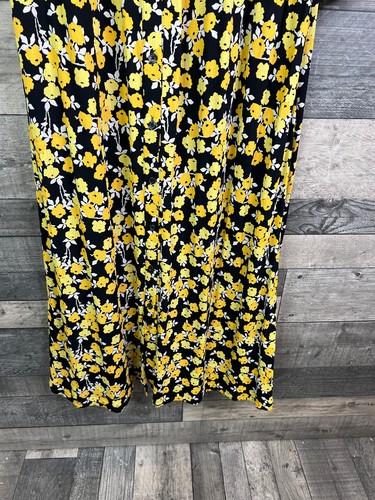 Boden Jessie camicia maxi abito taglia UK 12 lungo nero giallo floreale con bottoni - Foto 4 di 9