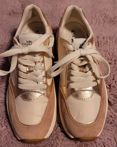 Neu ohne Etikett Coach Roségold Metallic Tech Runner Sneakers pink Größe 7 - Bild 1 von 6