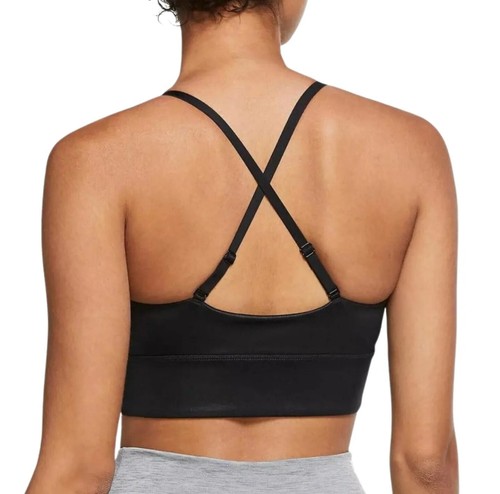 NIKE Women's Indy Textured Shine Light Support Sports Bra sz XS X-Small Black ✅✅ - Picture 2 of 4