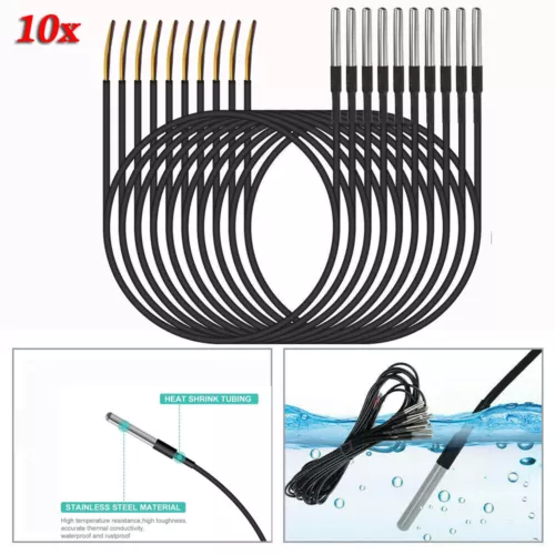 10x DS18B20 Temperaturfühler Thermosensor Temperatur-sensor Wasserdicht Kabel DE