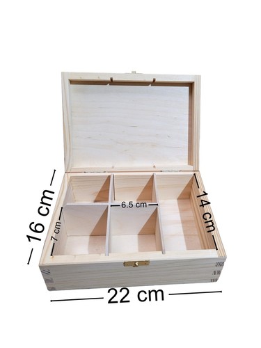 Teedose aus Holz für 5 verschiedene Sorten - Massivholzkiste Küchenaufbewahrung - Bild 2 von 6