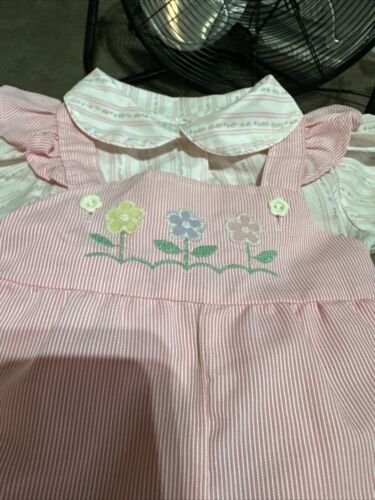 Vintage Baby Health Tex USA Bubble Bibs Pink Ticking Stripe cottage-core - Picture 2 of 5