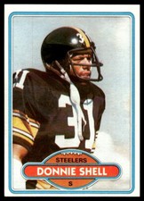 1980 Topps DONNIE SHELL #256 Pittsburgh Steelers HOF wax residue