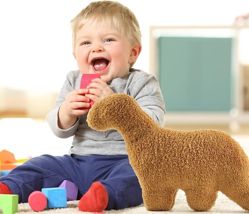 Dino - Almohada de pepita de pollo felpa no puede quedarse quieta regalo Brontosaurus - Imagen 5 de 6