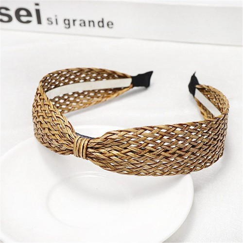 Headwear New Women Bow Knot Headband Knotted Wide Hairbands Natural Raffia Straw - Picture 14 of 14