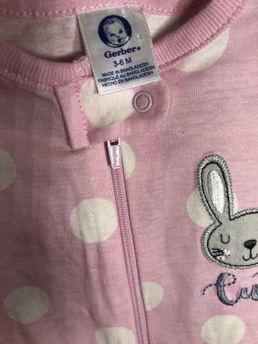 Nuevo con etiquetas 3M-6M bebé bebé una pieza lindo conejo rosa puntos blancos dormir S28 - Imagen 4 de 12