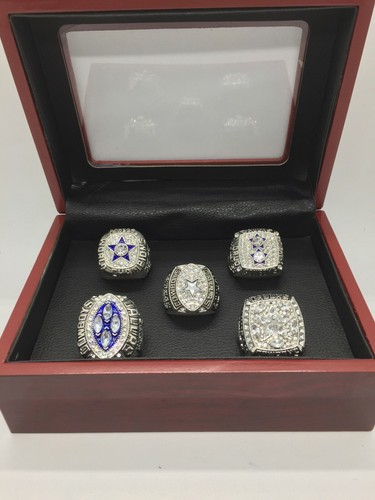 5 Pcs Cowboys Rings Dallas Cowboys Super Bowl Championship Rings with Box SILVER - 第 3/5 張圖片