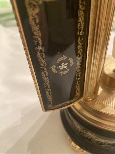 Caja de música bailarina Swiss Reuge soporte carrusel hoja de oro/estuche de porcelana - Imagen 4 de 7