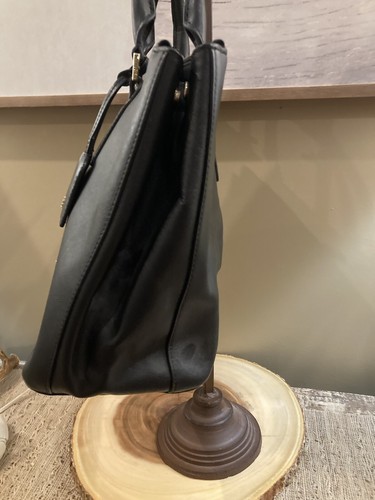 tory burch robinson tote Saffanio Satchel large Double Pocket Zip handbag Black - Picture 11 of 12