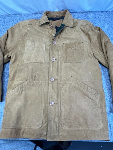 Vintage FieldMaster Rugged Outerwear Suede Leather Chore Coat Jacket Size M Tan - Bild 2 von 13