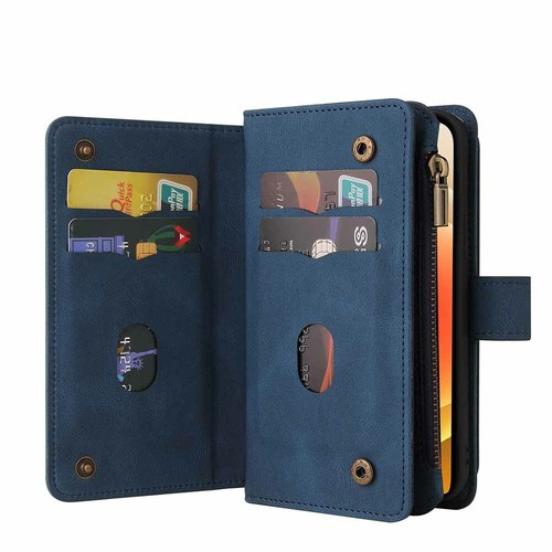 For iPhone 15 14 13 12 11 XR SE 7 8 Zipper Wallet Card Holder Leather Case Cover - Picture 28 of 53