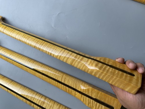 1PCS 21Fret Roasted Flame Maple Guitar Neck Start Tint Glossy Stripe Replacement - Picture 7 of 14