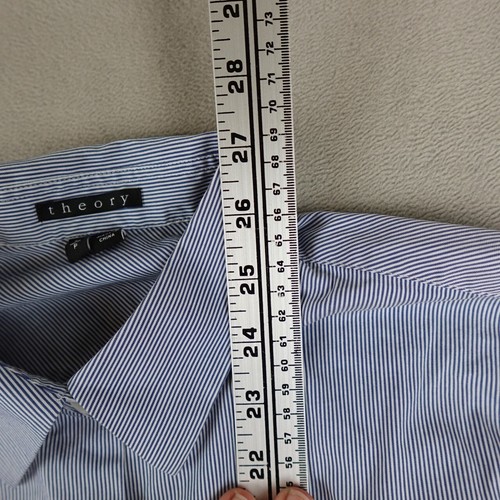 Theory Button Up Shirt Womens S Blue Button Up Pointed Collar Long Sleeve Modern - Picture 10 of 20