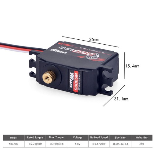 SURPASSHobby S0025M Metal Gear 3.0KG Digital Servo for RC 1/12 RC Car Boat Plane - Picture 11 of 12