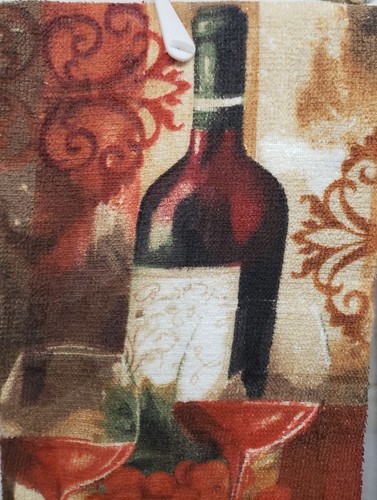 Set of 2 Same Kitchen Towels (15"x25") WINE & GRAPES,WINE BOTTLE & 2 GLASSES, AM - Picture 3 of 12