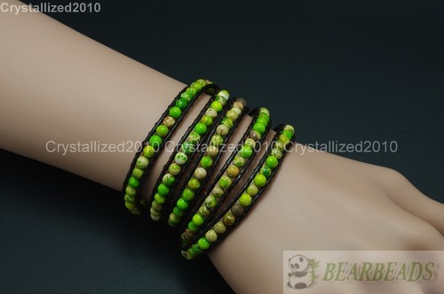 Hot Colorful Handmade Mixed Crystal Gemstones Beads Wrap Leather Bracelet 5 Wrap - Picture 18 of 38