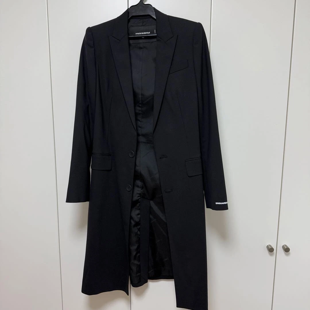 Cardigan lungo monopetto Dsquared2 nero cappotto Chester 40 Italia