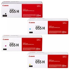 Canon 055H High Yield Toner Set Black Cyan Magenta Yellow Genuine OEM CRG-055H