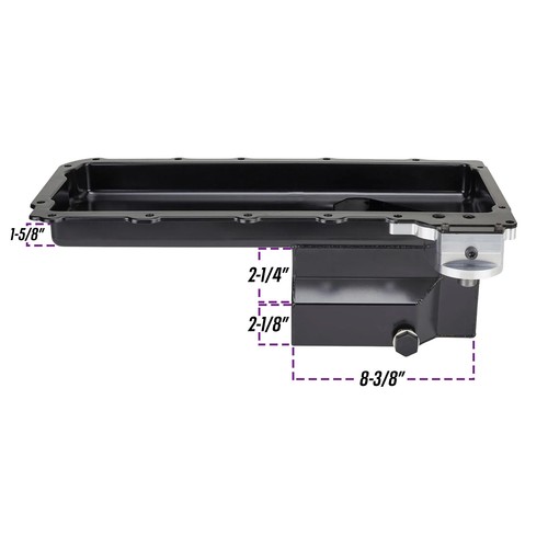 LS Swap Conversion Low Profile Oil Pan, OEM Filter Location Black - Picture 9 of 18