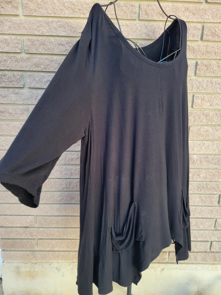 Grace Elements 女式 3X 束腰上衣不对称手帕下摆口袋大码 — 第 3/4 张图片