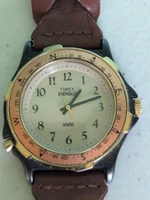 Timex Indiglo Men's Watch Leather Band Not Tested Not working