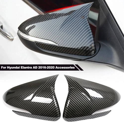 For Hyundai Elantra 2016-2019 Carbon Fiber Rear Side Door Mirror Cover Cap Trim