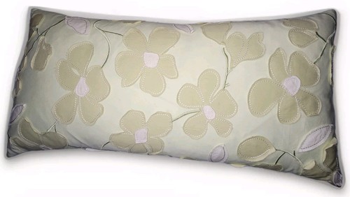 DKNY Donna Karan Throw Pillow Feather Down Fill Green Floral Ties Lumbar - Picture 1 of 8