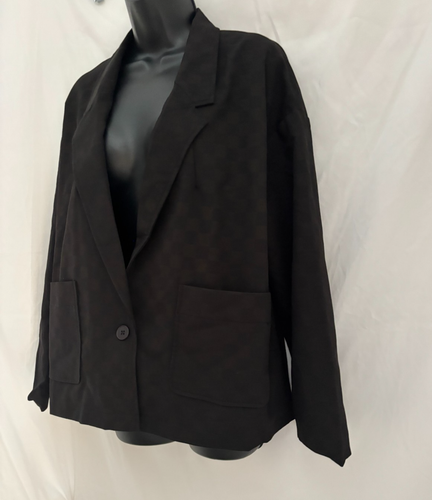 Neu ohne Etikett Korner Blazer Jacke Damen Größe Medium schwarz & braun kariert Taschen gefüttert - Bild 3 von 15