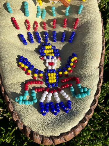 Taos Leder Perlen Mokassins Vintage Thunderbird Design Handarbeit USA - Bild 11 von 15